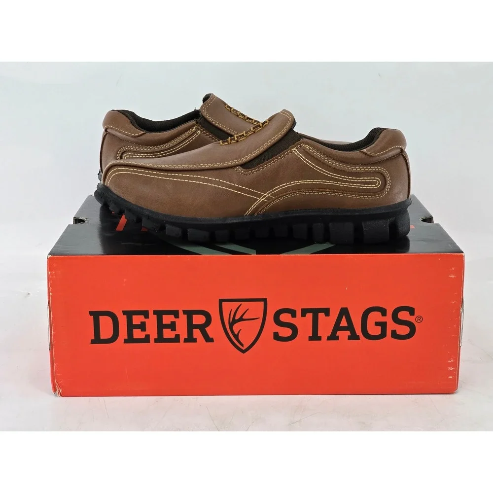 Deer Stags Stadium Loafers Boys Size 4 M Brown HTEC Slip On Shoes - Excellent